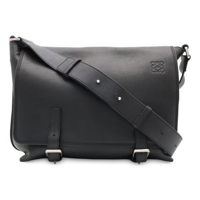 Loewe Anagram Military Messenger Bag Canvas Leather Black Silver in Black Canvas from The Reluxe, photo 1 of 1