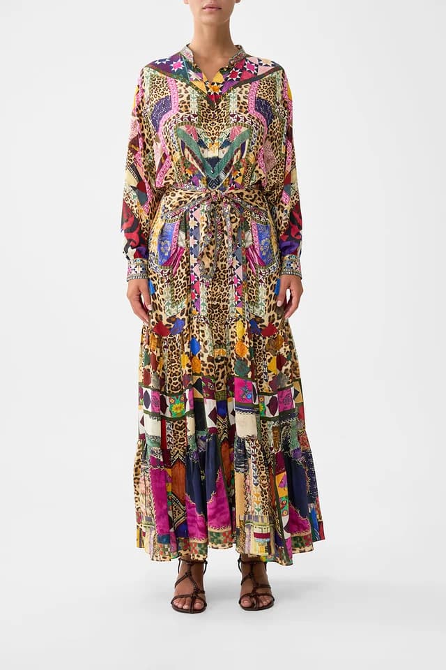 Camilla eBoutique TIERED SHIRTDRESS WITH WIDE WAIST TIE EMBROIDERED EVER AFTER, image 1 of 1 from CAMILLA