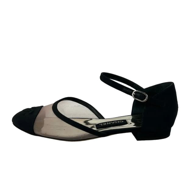 Chanel Flat Shoes Black Clear CC Logo Mesh in Black from The Reluxe, photo 1 of 1