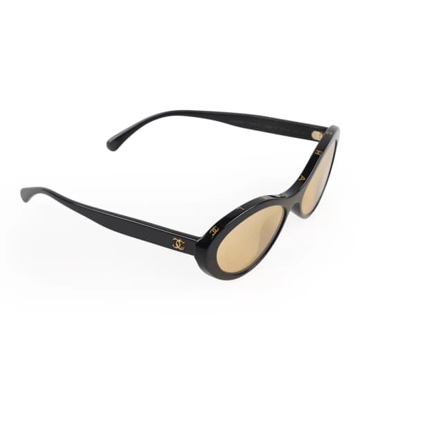 Chanel Oval Acetate Cat Eye Sunglasses Black in Black from The Purse Affair, photo 1 of 1