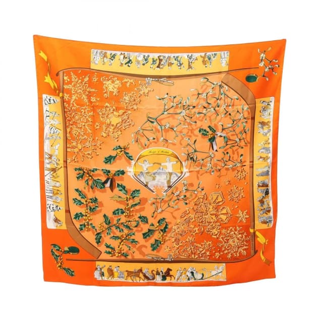 Hermès Scarf Carre 90 Neige D'antan Orange Silk in Orange Silk from The Reluxe, photo 1 of 1