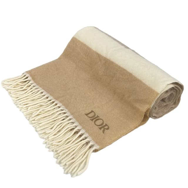 Dior Shawl Beige Ivory Light Brown Wool Alpaca Scarf in Brown Wool from The Reluxe, photo 1 of 1