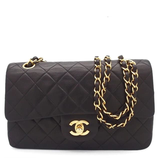 Chanel Shoulder Bag Black Gold Lambskin Quilted 23 Double Flap Chain in Black Lambskin from The Reluxe, photo 1 of 1