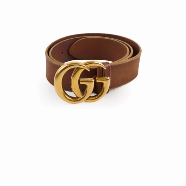 Gucci Vintage GG Marmont Belt Brown 90cm in Brown Leather from The Purse Affair, photo 1 of 1