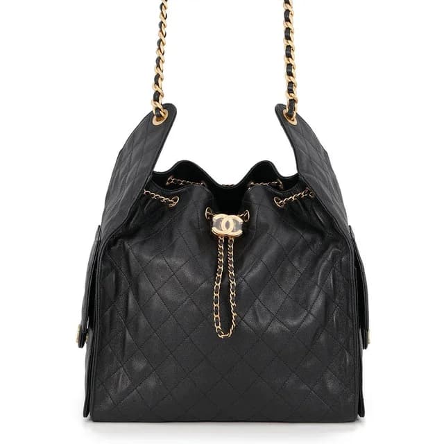 Chanel Chain Shoulder Bag 25 CC Logo Quilted Caviar Leather Black in Black Caviar leather from The Reluxe, photo 1 of 1