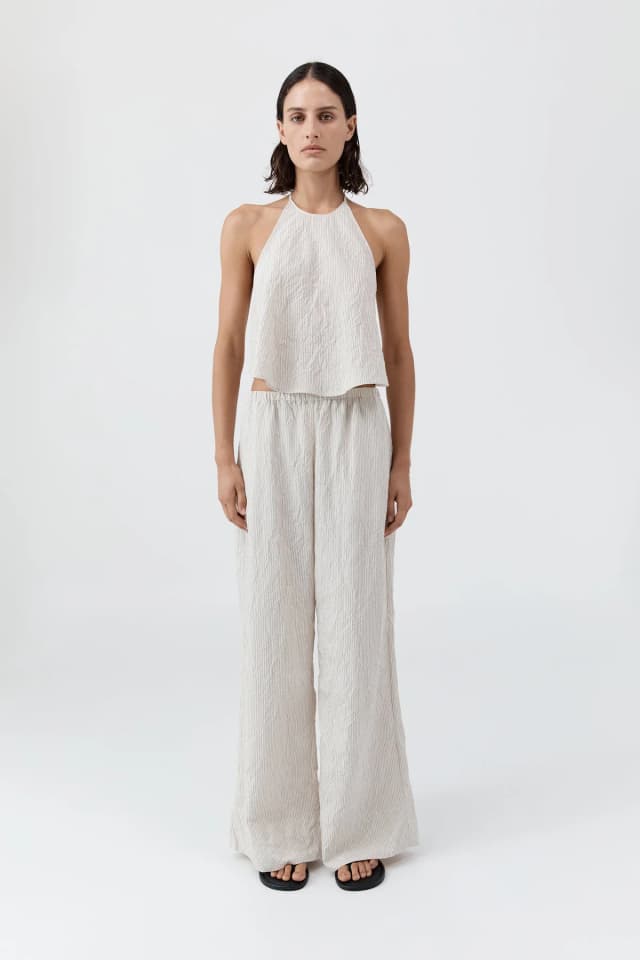 St Agni Crushed Halter Top - Petite Pinstripe, image 1 of 1 from St. Agni