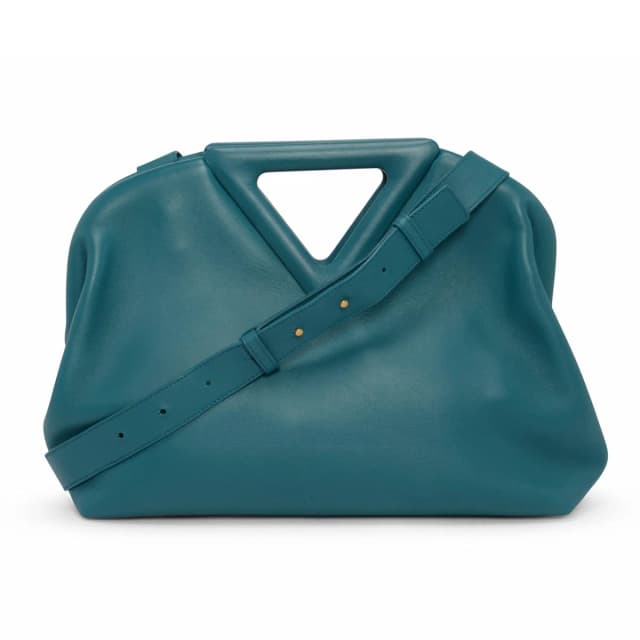 Bottega Veneta Medium The Point Triangle Bag in Turquoise Calfskin from Blue Spinach, photo 1 of 1