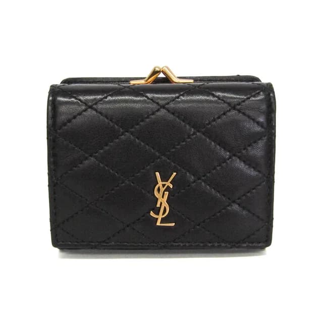 Saint Laurent Gabby Compact Wallet 734494 Women's Lambskin Wallet (tri-fold) Black in Black Leather from Elady, photo 1 of 1