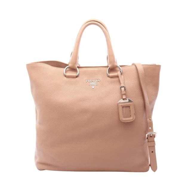 Prada Tote Bag VIT.DAINO Pink Beige Leather Metal Logo 2-Way in Beige Leather from The Reluxe, photo 1 of 1