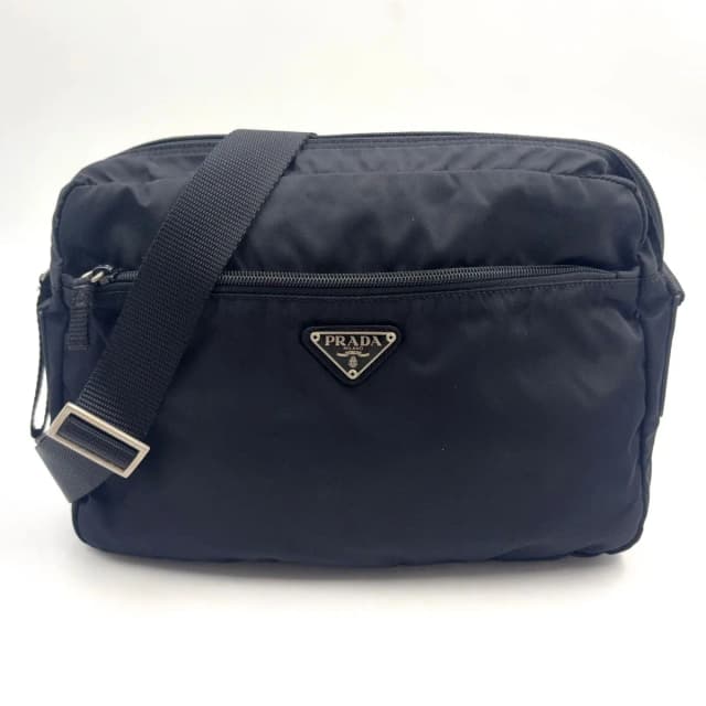 Prada Tessuto Nylon Leather Black Shoulder Bag Silver in Black Nylon from The Reluxe, photo 1 of 1