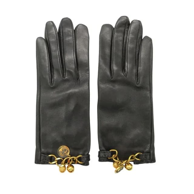 Hermès Gloves Logo Charm Chain Lambskin 7.5 Black in Black Lambskin from The Reluxe, photo 1 of 1