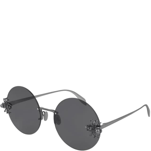 Alexander McQueen Round Jewelled Spider Sunglasses, Ruthenium/Grey, image 1 of 1 from Cultstatus
