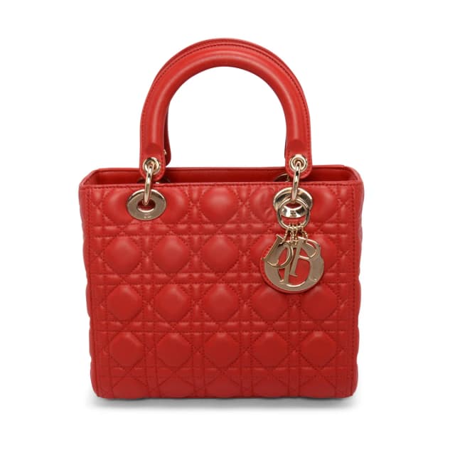 Cannage Medium Lady Dior Bag in Red Lambskin from Blue Spinach, photo 1 of 1