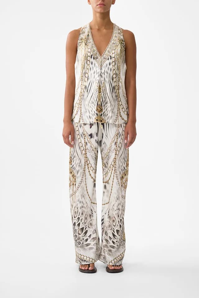 Camilla eBoutique V-NECK TOP WITH KNOT BACK LADY LIONHEART, image 1 of 1 from CAMILLA