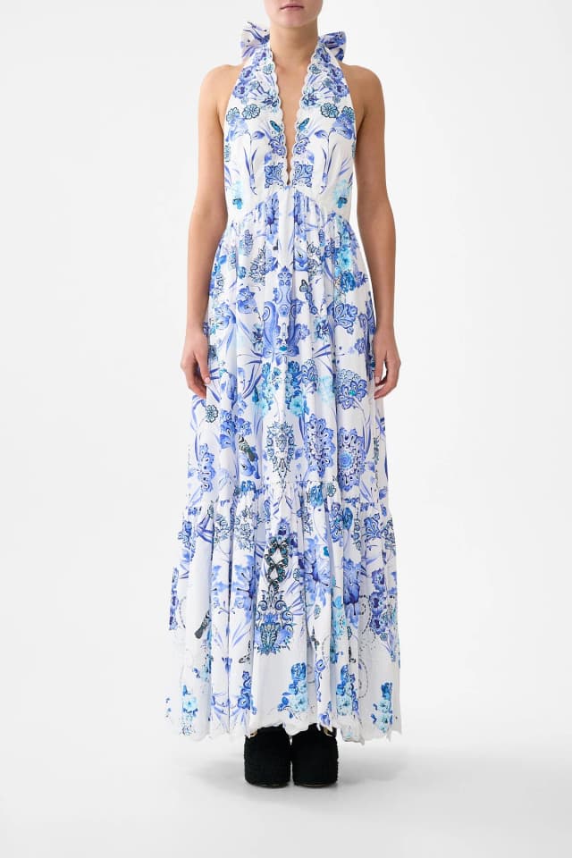 Camilla eBoutique RUFFLE HEM HALTER DRESS ALL ABOUT THAT LACE, image 1 of 1 from CAMILLA