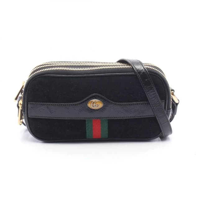 Gucci Shoulder Bag Double Black Suede Patent Ophidia GG in Black Patent leather from The Reluxe, photo 1 of 1
