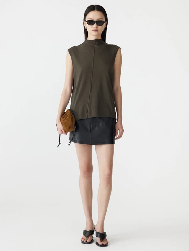 Bassike Slouch Raised Neck Tank, image 1 of 1 from bassike
