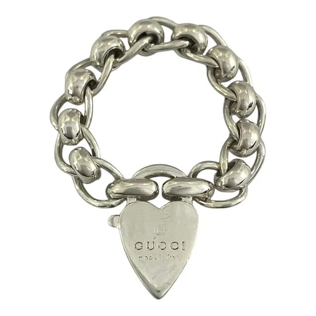 Gucci Heart Padlock Chain Ring 925 Sterling Silver Vintage in Silver from The Reluxe, photo 1 of 1