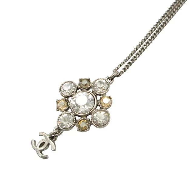 Chanel Necklace CC Logo Metal Rhinestone Silver in Silver from The Reluxe, photo 1 of 1