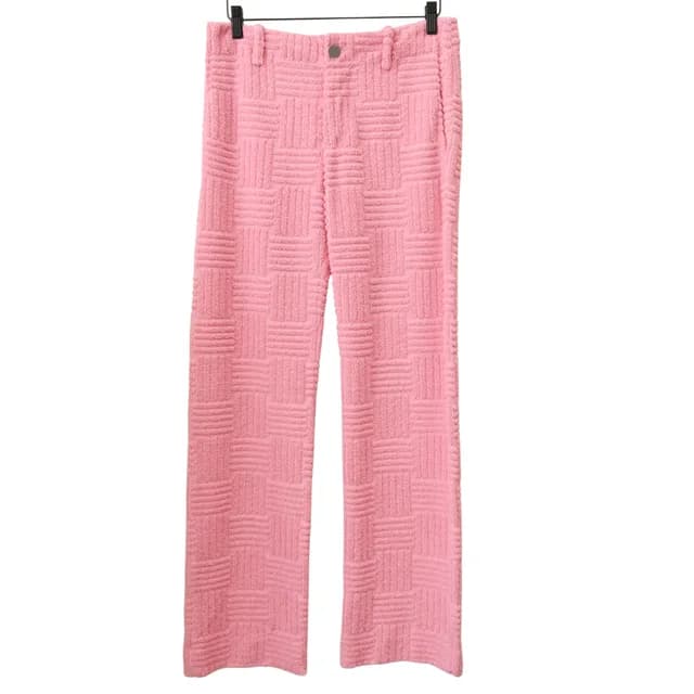 Bottega Veneta Pink Textured Terry Straight Leg Pants in Pink from Clotheshorse Anonymous, photo 1 of 1