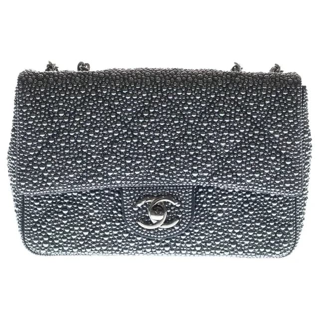 Chanel Pearl Evening Quilted Lambskin Leather S Flap Chain Shoulder Bag Silver in Silver Lambskin from The Reluxe, photo 1 of 1