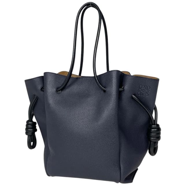 Loewe Tote Bag Flamenco Knot Small Drawstring Anagram Leather Navy in Navy Leather from The Reluxe, photo 1 of 1