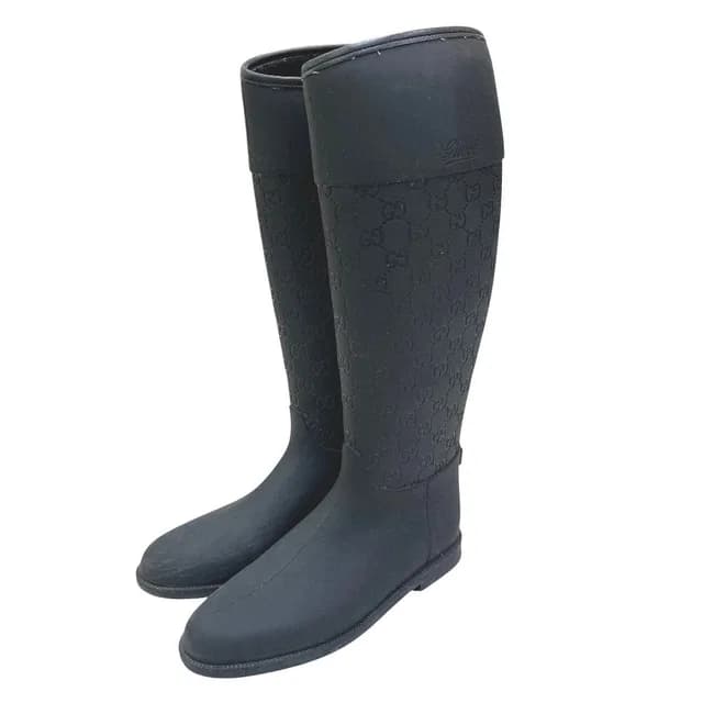 Gucci Rain Shoes GG Pattern Rubber Black in Black from The Reluxe, photo 1 of 1