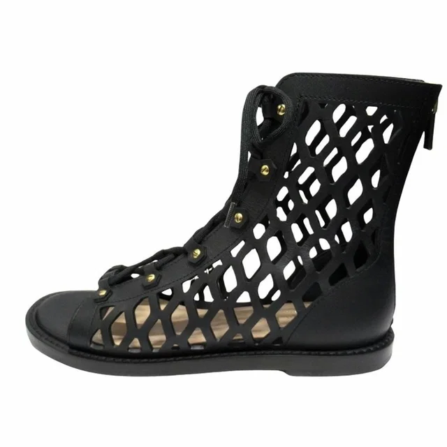 Dior D Trap Mesh Leather Sandals Boots Shoes Black 37 in Black Leather from The Reluxe, photo 1 of 1
