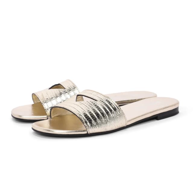 Prada St Tejus Slides 40 in Light Gold Lizard from Blue Spinach, photo 1 of 1