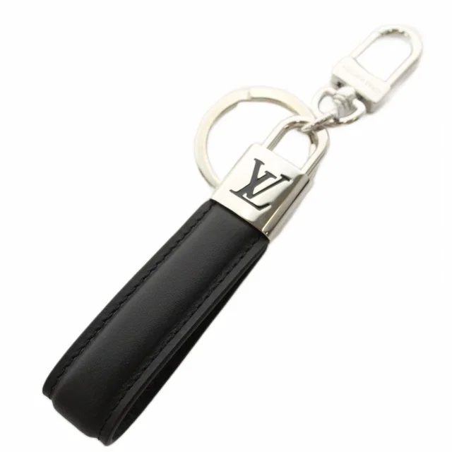 Key Holder LV Padlock Dragonne Leather Logo Black Silver Color in Black Leather from The Reluxe, photo 1 of 1