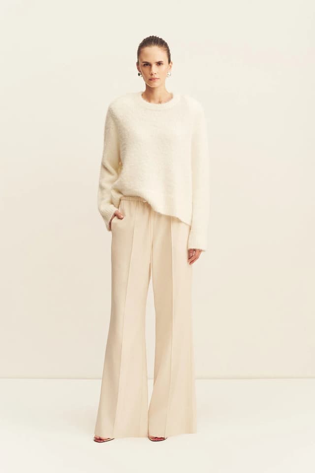 Shona Joy ASHER SUITING DRAWSTRING PANT - WHITE SWAN, image 1 of 1 from Shona Joy