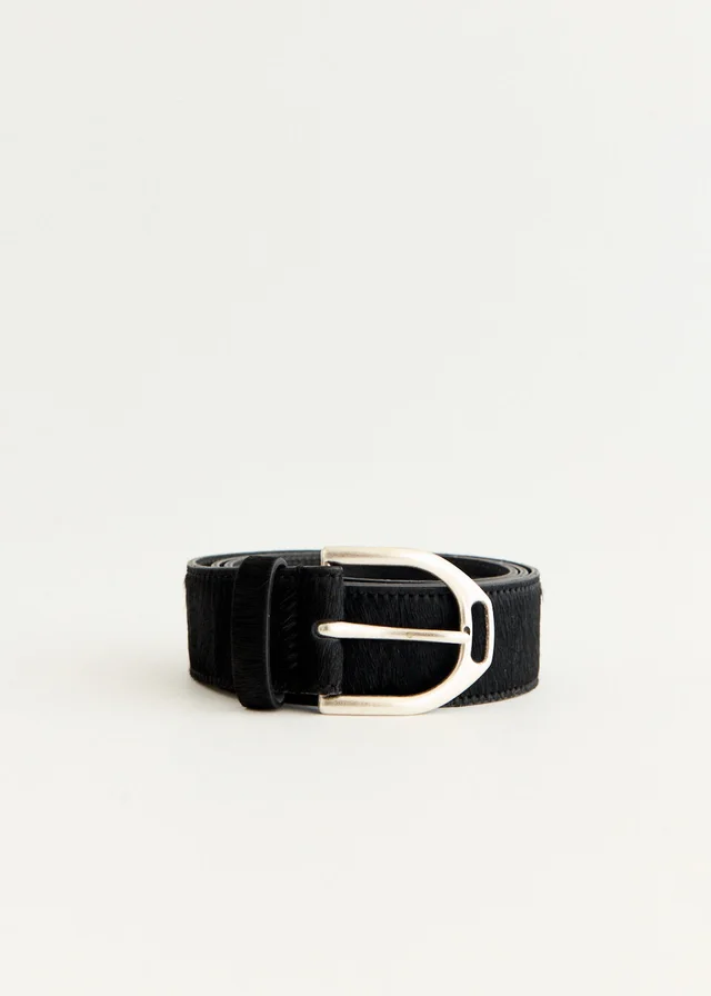 Molebo Pony Hair Belt in Black Pony Hair, image 1 of 1 from Incu