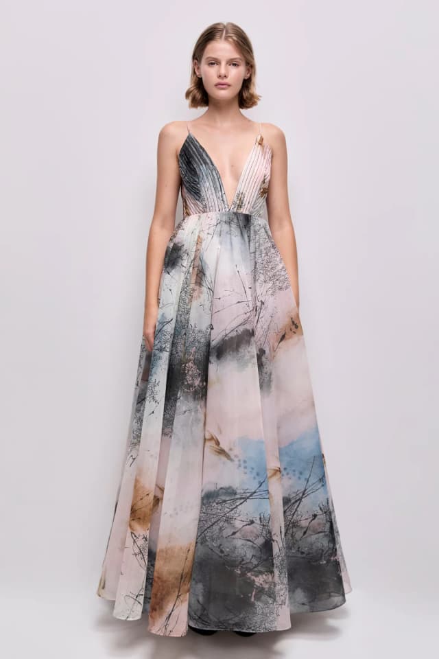 AJE Avery Gown in ARIA NATURA, image 1 of 1 from Aje