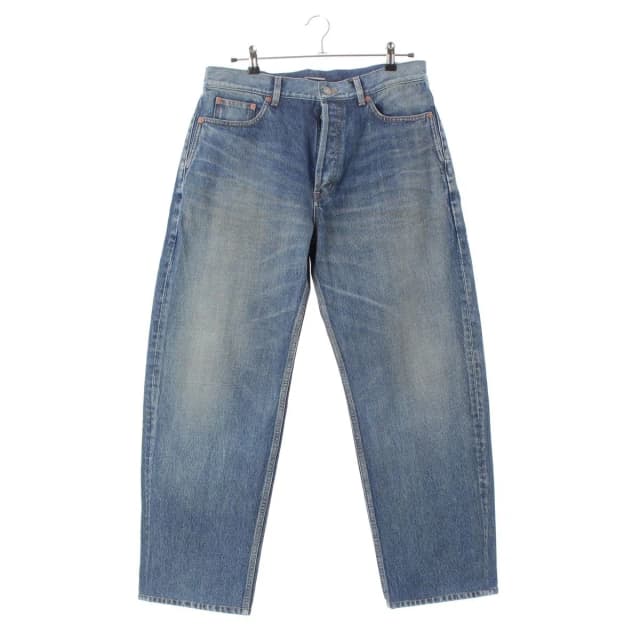Saint Laurent Cotton Tapered High Rise Jeans Afzorati Washed Denim Pants Blue 32 in Blue Denim from The Reluxe, photo 1 of 1