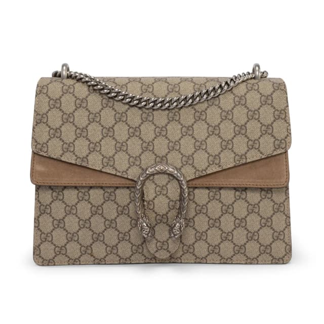 Gucci GG Supreme Medium Dionysus Shoulder Bag in Beige Suede from Blue Spinach, photo 1 of 1