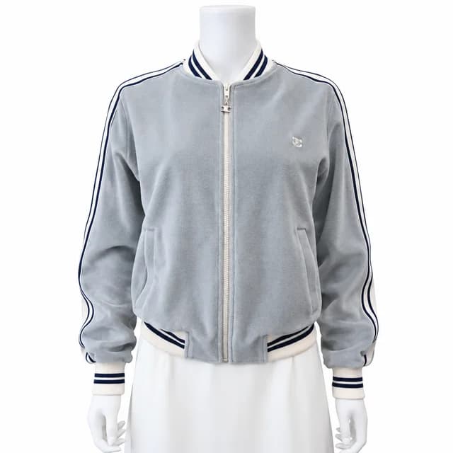 Celine Gray Velvet Jersey Teddy Track Jacket in Grey Velvet from Clotheshorse Anonymous, photo 1 of 1