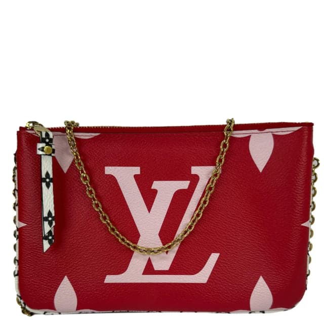 Louis Vuitton Double Zip Pochette Giant Monogram Jungle Crossbody Bag Red in Red Canvas from Dallas Designer Handbags, photo 1 of 1