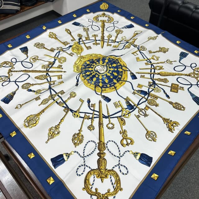 Hermès Key Motif Silk Scarf in Silk from The Reluxe, photo 1 of 1