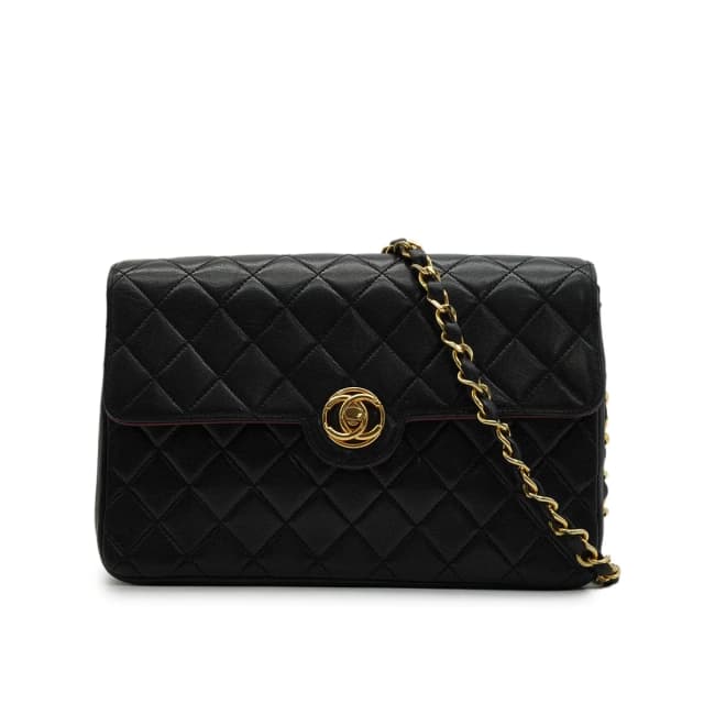 Chanel Vintage Matelasse Circle Coco Chain Shoulder Bag Black Lamb Skin Gold Hardware in Black from Luxury Promise, photo 1 of 1