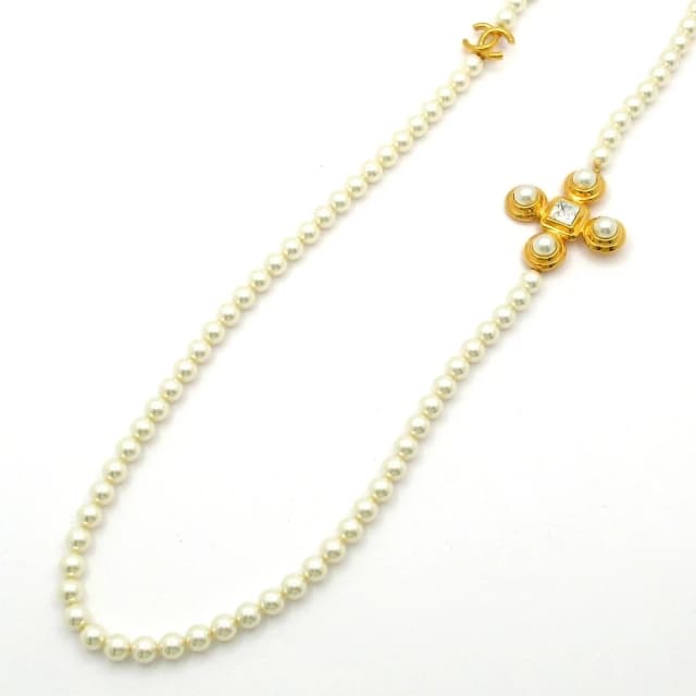 Chanel Necklace CC Logo White Gold in White from The Reluxe, photo 1 of 1