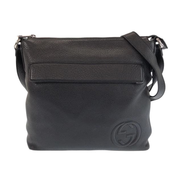 Gucci Interlocking G Black Silver Leather Shoulder Bag in Black Leather from The Reluxe, photo 1 of 1