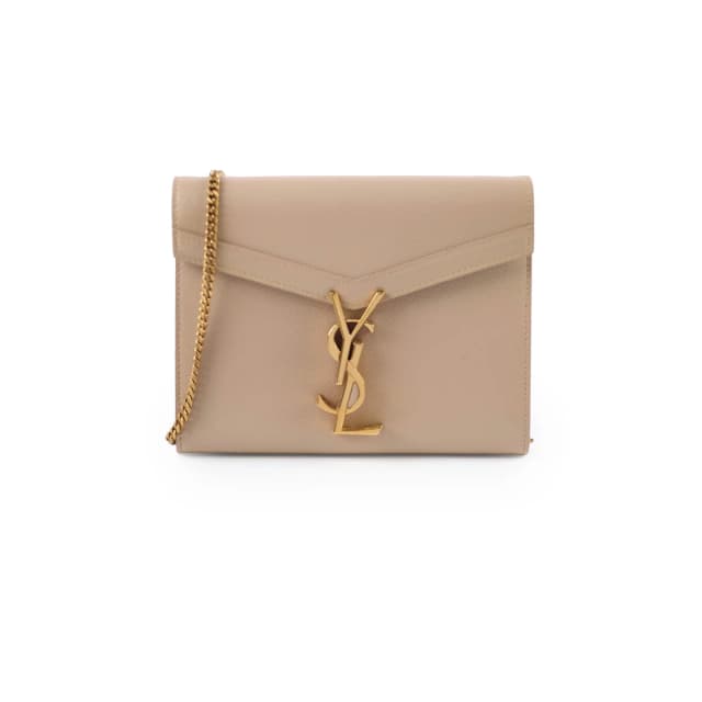 Saint Laurent Cassandra Chain Wallet Grain de Poudre Beige in Beige Leather from The Purse Affair, photo 1 of 1