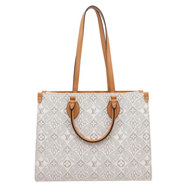 Louis Vuitton Since 1854 Onthego MM Jacquard Shoulder Bag Off White in White Leather from Dallas Designer Handbags, photo 1 of 1