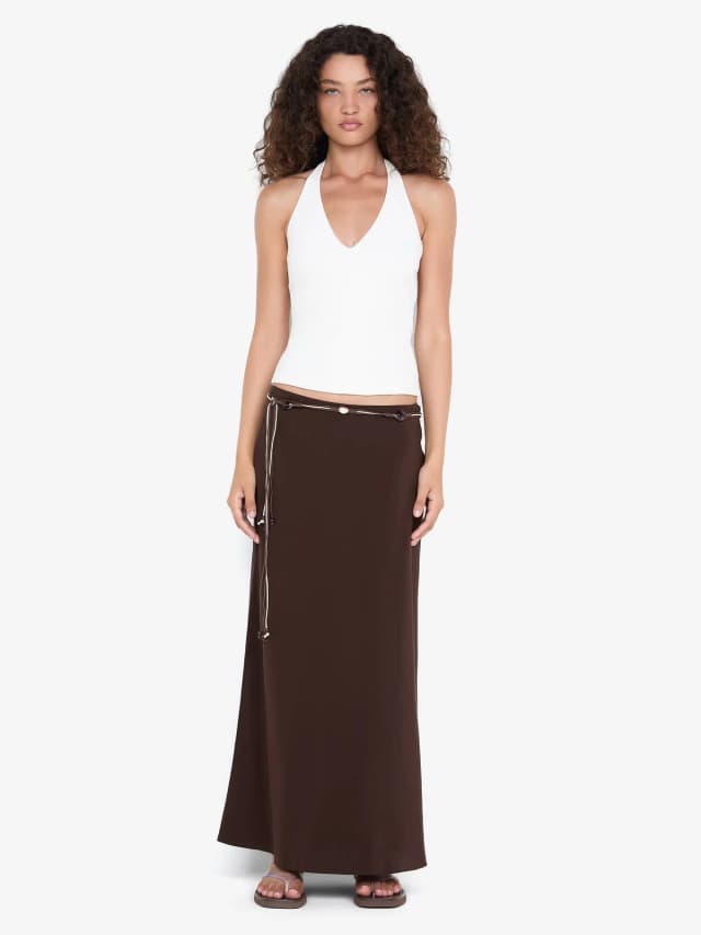 Bec&Bridge SILK BIAS MAXI SKIRT - CHOC, image 1 of 1 from BEC + BRIDGE