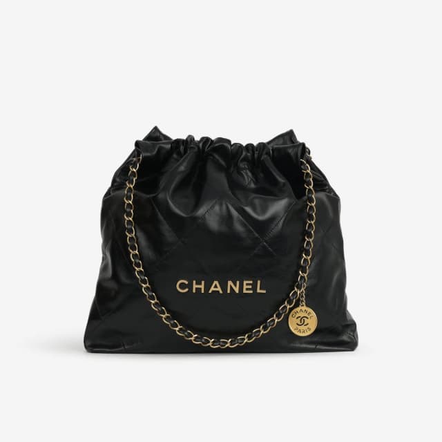 Chanel Medium 22 Hobo - Black Shiny Calfskin | Aged Gold Hardware in Black Calfskin from Bagista, photo 1 of 1