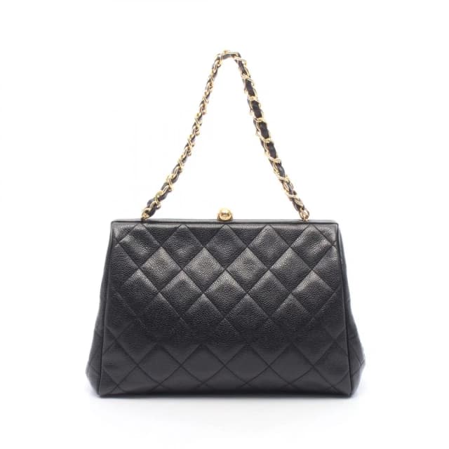 Chanel Handbag Quilted Black Caviar Leather Kiss Lock Chain in Black Caviar leather from The Reluxe, photo 1 of 1