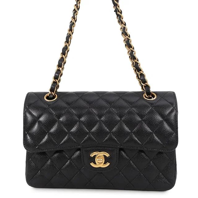 Chanel Chain Shoulder Bag Classic Quilted 23 CC Logo Caviar Leather Black in Black Caviar leather from The Reluxe, photo 1 of 1
