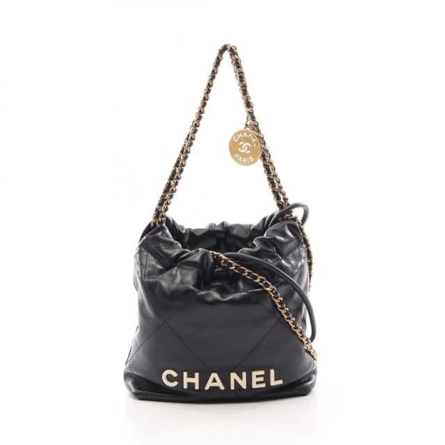Chanel Shoulder Bag 22 Mini Black Lambskin 22 Quilted Chain in Black Lambskin from The Reluxe, photo 1 of 1