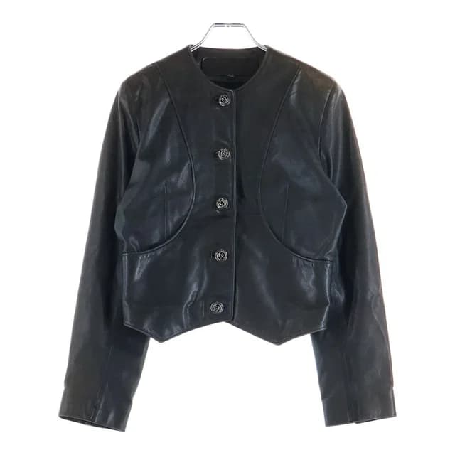 Chrome Hearts Floral Button Collarless Leather Jacket Brown in Brown Leather from The Reluxe, photo 1 of 1
