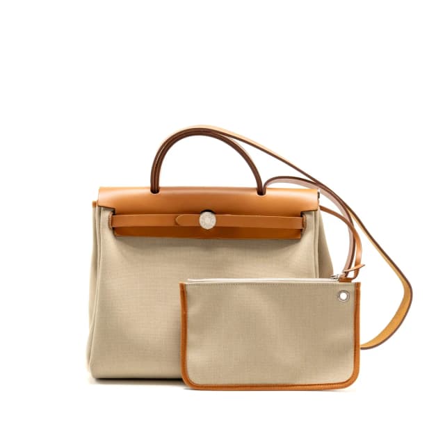 Hermès herbag 31 zip bag canvas/hunter leather beton SHW stamp U in Canvas from EMIER, photo 1 of 1